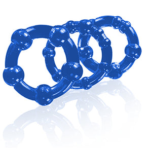 Stay Hard Beaded Cockrings 3pc Set Blue - iVenuss