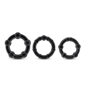 Stay Hard Beaded Cockrings 3pc Black - iVenuss