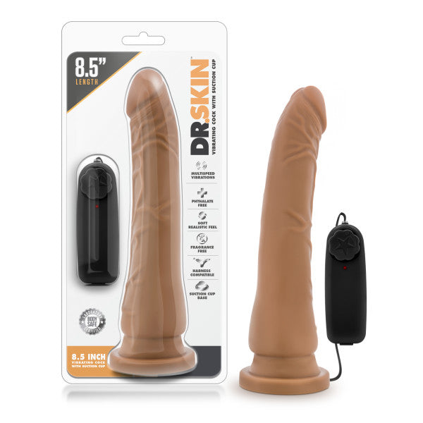Dr. Skin 8.5 Vibrating Realistic Cock W-suction Cup Mocha" - iVenuss