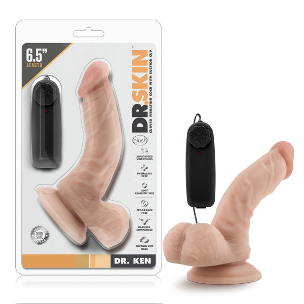 Dr. Skin Dr. Ken 6.5in Vibrating Cock W- Suction Cup Vanilla - iVenuss