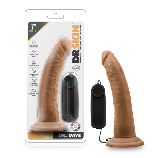 Dr. Skin Dr. Dave 7in Mocha Vibrating Cock W- Suction Cup - iVenuss