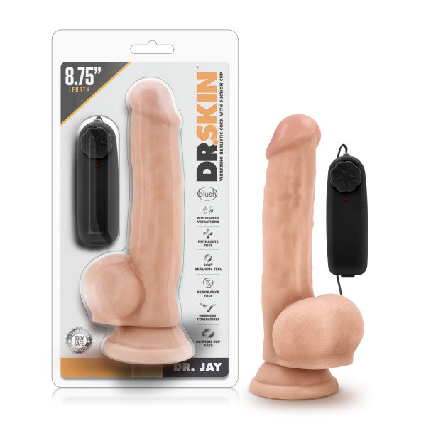 Dr. Skin Dr. Jay 8.75in Vibrating Cock W- Suction Cup Vanilla - iVenuss