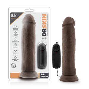 Dr. Skin Dr. Throb 9.5in Vibrating Cock W- Suction Cup Chocolate - iVenuss