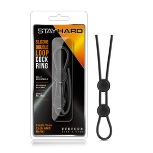 Stay Hard Silicone Double Loop Cock Ring Black - iVenuss