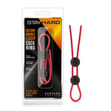 Stay Hard Silicone Double Loop Cock Ring Red - iVenuss