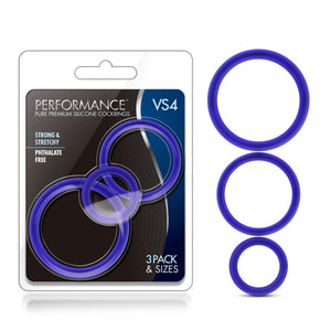 Performance Vs4 Pure Premium Silicone Cockring Set Indigo - iVenuss