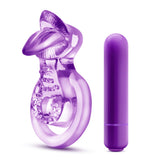 Play With Me Lick It Vibrating Double Strap Cock Ring Purple - iVenuss