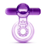 Play With Me Lick It Vibrating Double Strap Cock Ring Purple - iVenuss