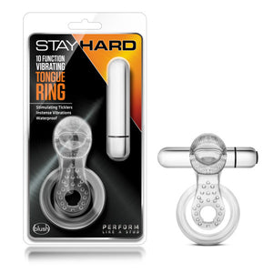 Stay Hard 10 Function Tongue Ring Vibrating Clear - iVenuss