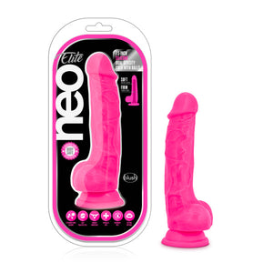 Neo Elite 7.5in Silicone Dual Density Cock W- Balls Neon Pink - iVenuss