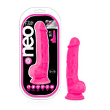 Neo Elite 7.5in Silicone Dual Density Cock W- Balls Neon Pink - iVenuss