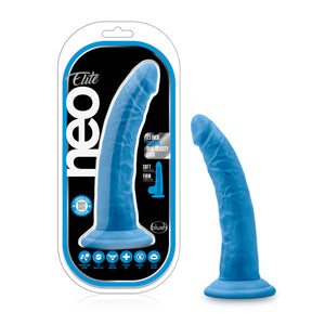 Neo Elite 7.5in Silicone Dual Density Cock Neon Blue - iVenuss