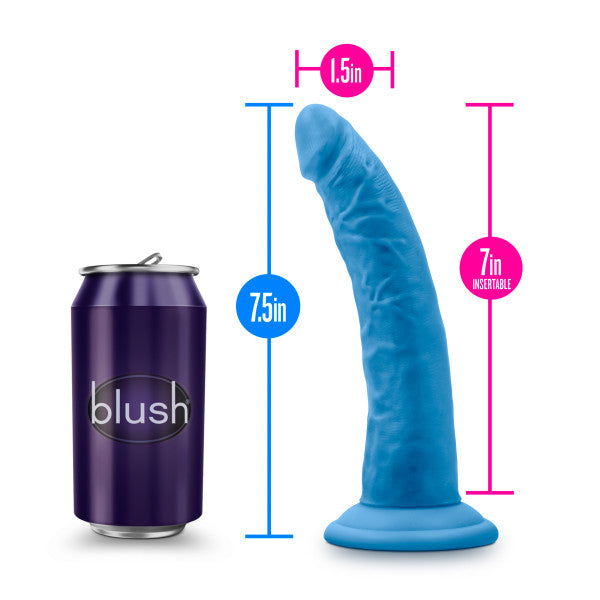 Neo Elite 7.5in Silicone Dual Density Cock Neon Blue - iVenuss