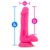 Neo Elite 6in Silicone Dual Density Cock W- Balls Neon Pink - iVenuss