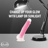 Neo Elite Glow In The Dark 7.5 In Silicone Cock W- Balls Neon Pink