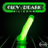 Neo Elite Glow In The Dark 7.5 In Silicone Dual Density Cock W- Balls Neon Green