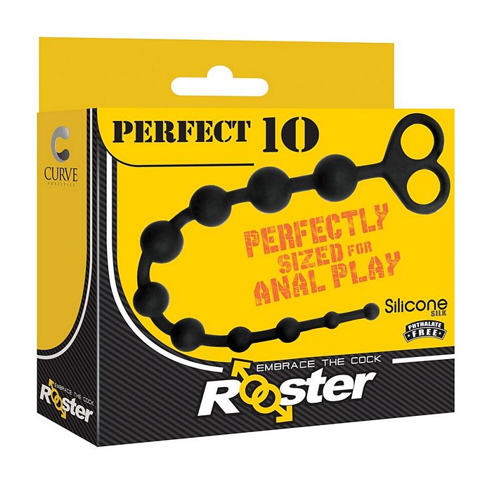 Rooster Perfect 10 Black Anal Beads - iVenuss