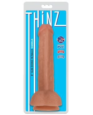 Thinz Slim Dong 8in W- Balls Vanilla - iVenuss