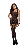 Lace Up Back Garter Dress Black Queen - iVenuss