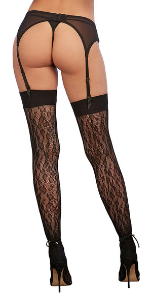 Leopard Fishnet Thigh High Dmd Black O-s - iVenuss