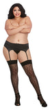 Leopard Fishnet Thigh High Dmd Black Queen O-s - iVenuss