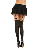 Nude Pantyhose W- Knitted Bow Detail Garters Black O-s