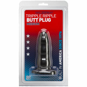 Triple Ripple Butt Plug Blk Med Cd - iVenuss