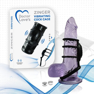 Doctor Love Zinger Vibrating Cock Cage Black - iVenuss