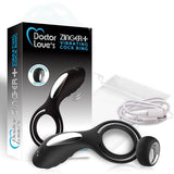 Doctor Love Zinger+ Vibrating Rechargeable Cock Ring W- Remote Black
