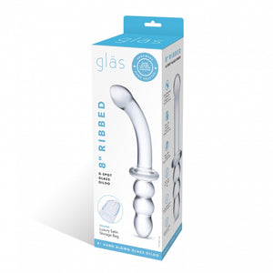 8 In Ribbed G Spot Glass Dildo - iVenuss