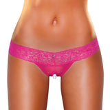 Crotchless Panties W-pearl Beads Hot Pink Sm - iVenuss