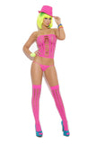 Vivace G String & Stockings Neon Pink O-s - iVenuss