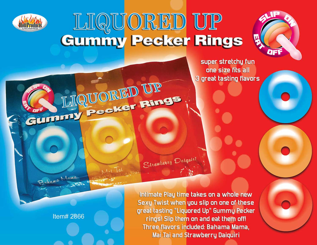 Liquored Up Pecker Gummy Rings 3pk - iVenuss