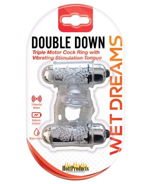 Wet Dreams Double Down Dual Motor Cock Ring W Power Bullet & Stimulator Tongue W Motor - iVenuss
