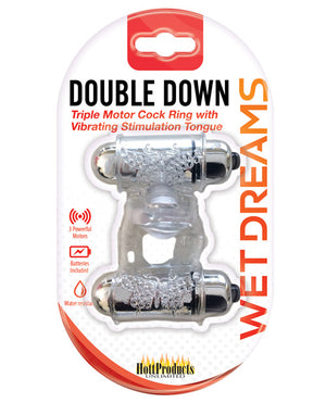 Wet Dreams Double Down Dual Motor Cock Ring W Power Bullet & Stimulator Tongue W Motor - iVenuss