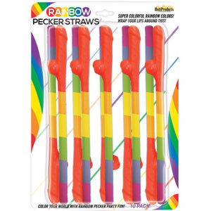 Rainbow Pecker Straws 10pk - iVenuss