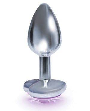 9's Silver Starter Heart Bejeweled Steel Plug Violet - iVenuss