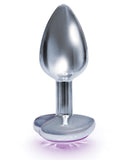 9's Silver Starter Heart Bejeweled Steel Plug Violet - iVenuss