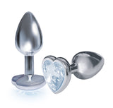 9's Silver Starter Heart Bejeweled Steel Plug Diamond - iVenuss