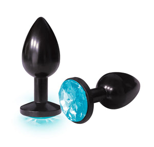 9's Silver Starter Anodized Bejeweled Steel Plug Aqua - iVenuss