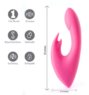 Leah Rechargeable Silicone Rabbit Massager Neon Pink - iVenuss