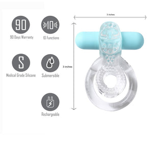 Jayden Rechargeable Vibrating Cock Ring Clear Sleeve - iVenuss
