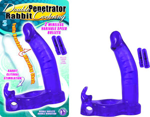 Double Penetrator Rabbit Cockring Purple - iVenuss