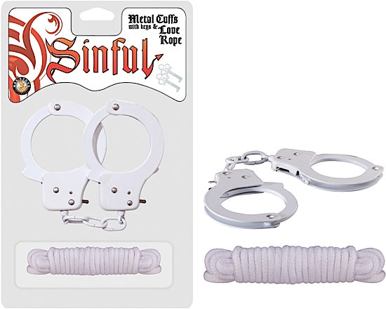 Sinful Metal Cuffs W-love Rope White - iVenuss