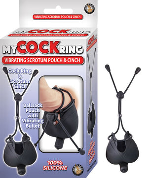 My Cockring Vibrating Scrotum Pouch & Cinch Black - iVenuss