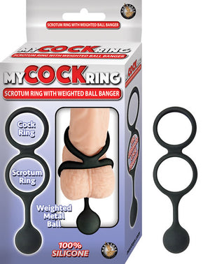 My Cockring Vibrating Scrotum W Weighted Ball Banger Black - iVenuss