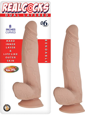 Real Cocks Dual Layered #6 Flesh Curved 8 " - iVenuss