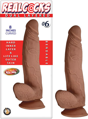 Real Cocks Dual Layered #6 Brown Curved 8 " - iVenuss