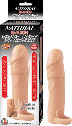 Natural Realskin Vibrating Xtender W- Scrotum Ring Flesh - iVenuss