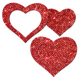 Pastease Glitter Peek A Boob Hearts Red - iVenuss
